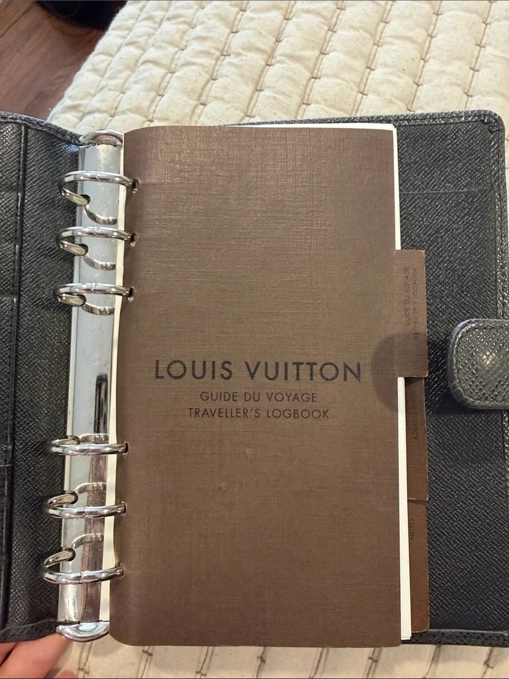 Louis Vuitton Black Textured Leather Tablet Folio with Snap Closure